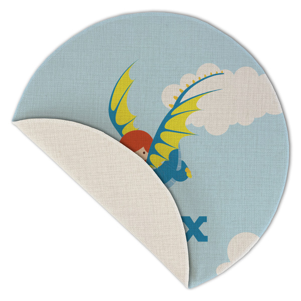 Flying a Dragon Round Linen Placemats - Front (folded corner single sided)