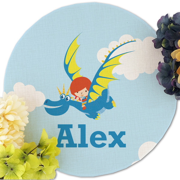 Flying a Dragon Round Linen Placemats - Front (w flowers)