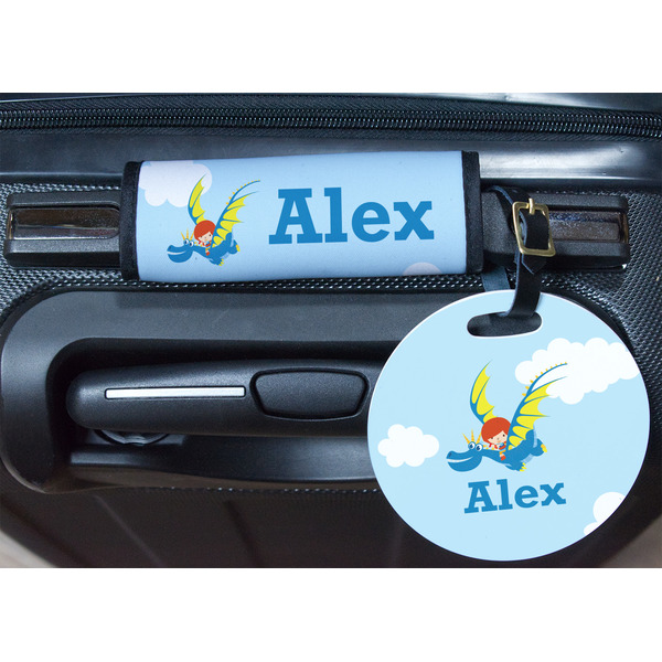 Flying a Dragon Round Luggage Tag & Handle Wrap - In Context