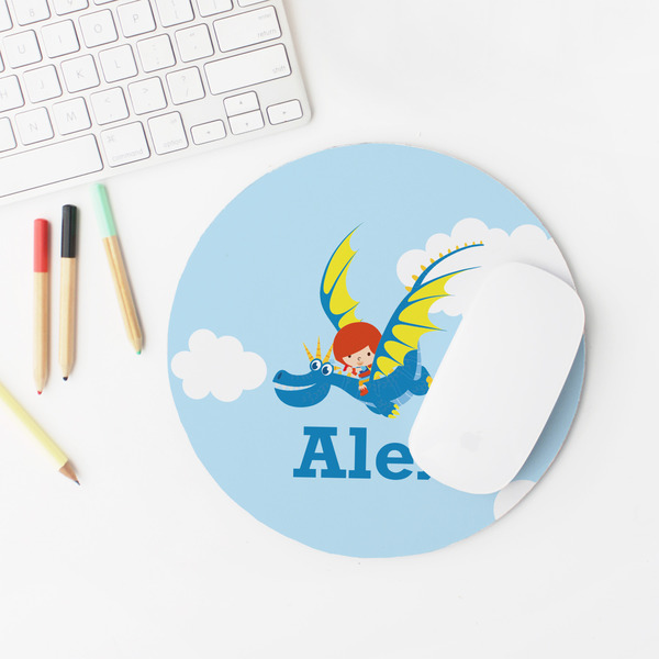 Flying a Dragon Round Mousepad - LIFESTYLE 2