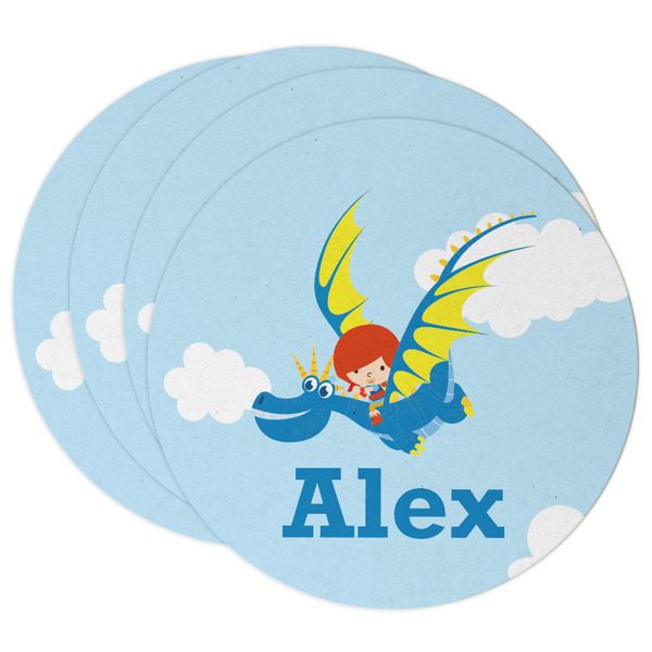 Custom Flying a Dragon Round Paper Coasters w/ Name or Text