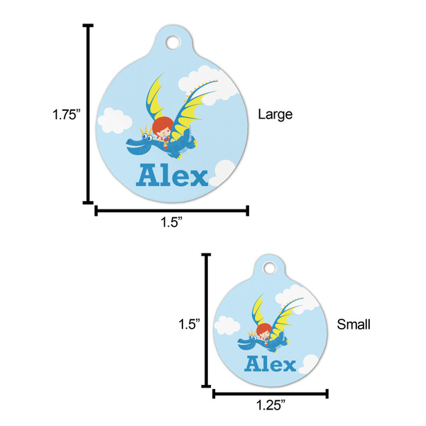 Flying a Dragon Round Pet ID Tag - Large - Comparison Scale