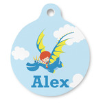 Flying a Dragon Round Pet ID Tag (Personalized)