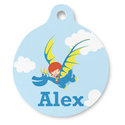Flying a Dragon Round Pet ID Tag - Large (Personalized)