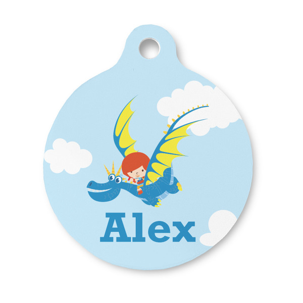 Custom Flying a Dragon Round Pet ID Tag - Small (Personalized)