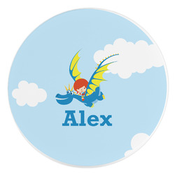 Flying a Dragon Round Stone Trivet (Personalized)