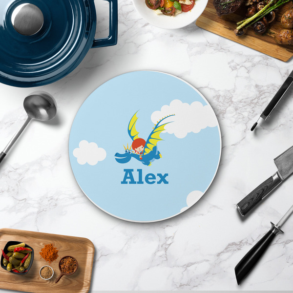Flying a Dragon Round Stone Trivet - In Context View