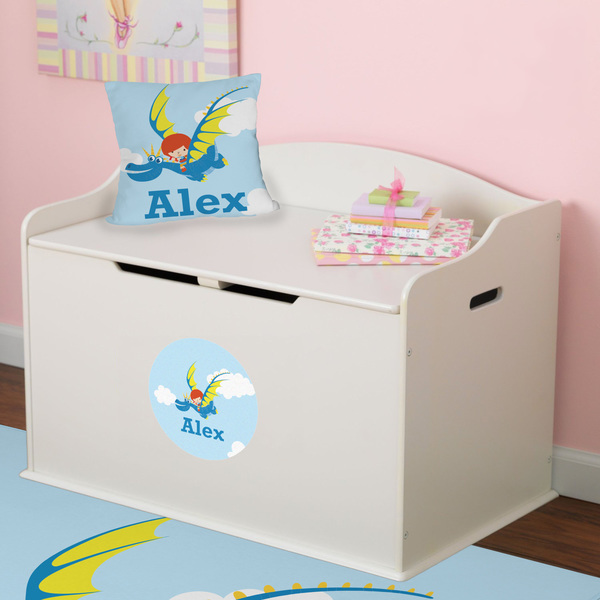 Flying a Dragon Round Wall Decal on Toy Chest