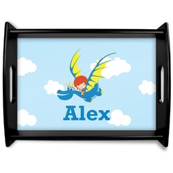 Flying a Dragon Black Wooden Tray - Large (Personalized)