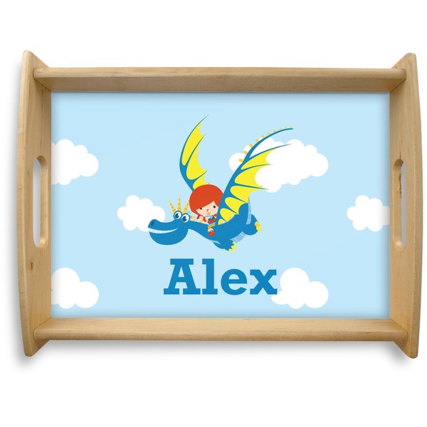 Custom Flying a Dragon Natural Wooden Tray - Large (Personalized)