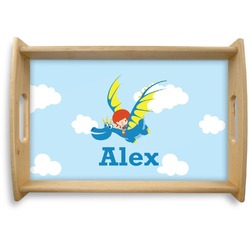 Flying a Dragon Natural Wooden Tray - Small (Personalized)