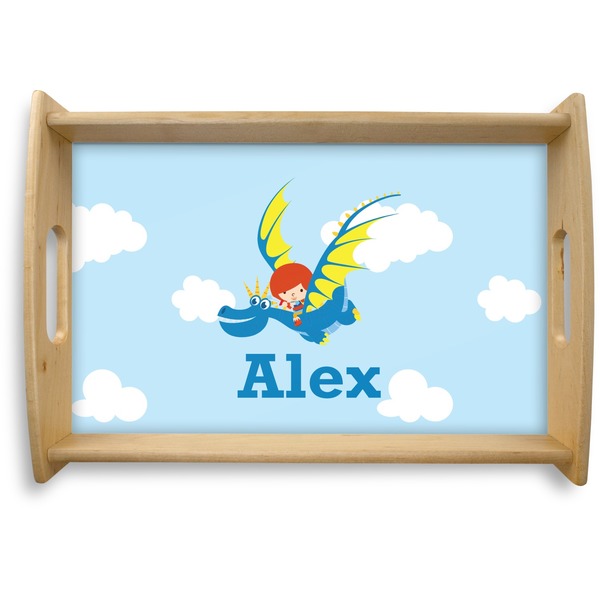 Custom Flying a Dragon Natural Wooden Tray - Small (Personalized)