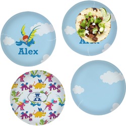 Flying a Dragon Set of 4 Glass Lunch / Dinner Plate 10" (Personalized)