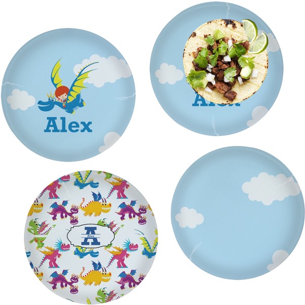 Custom Flying a Dragon Set of 4 Glass Lunch / Dinner Plate 10" (Personalized)