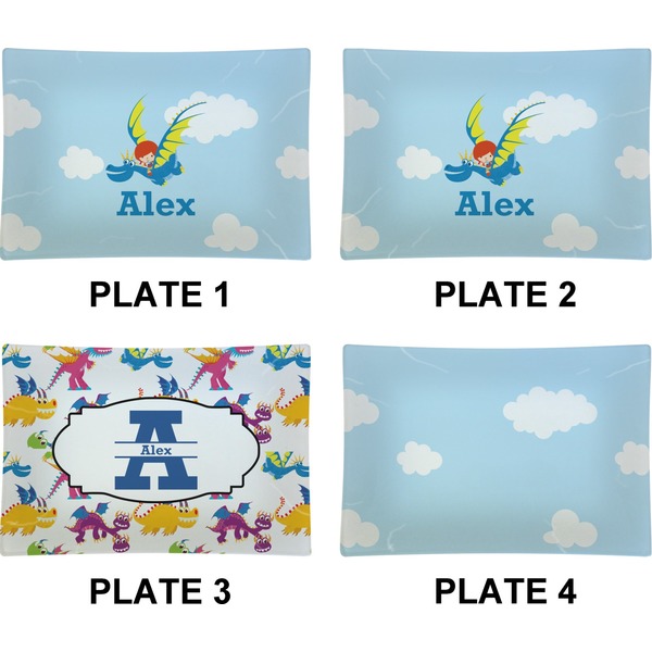 Flying a Dragon Set of Rectangular Appetizer / Dessert Plates (Approval)