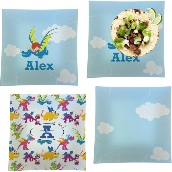 Flying a Dragon Set of Square Dinner Plates