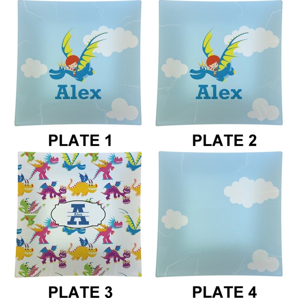 Flying a Dragon Set of Square Dinner Plates (Approval)