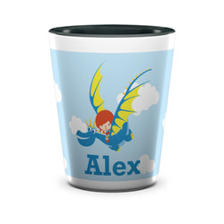 Flying a Dragon Ceramic Shot Glass - 1.5 oz - Two Tone - Set of 4 (Personalized)