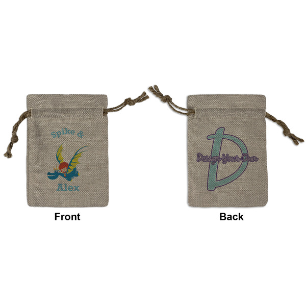 Custom Flying a Dragon Small Burlap Gift Bag - Front & Back (Personalized)