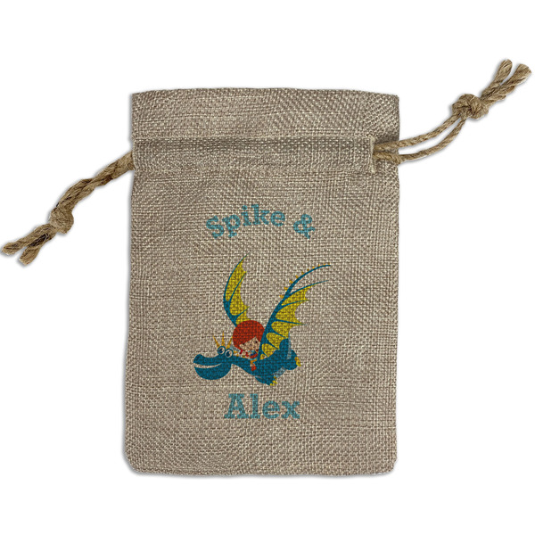 Flying a Dragon Small Burlap Gift Bag - Front