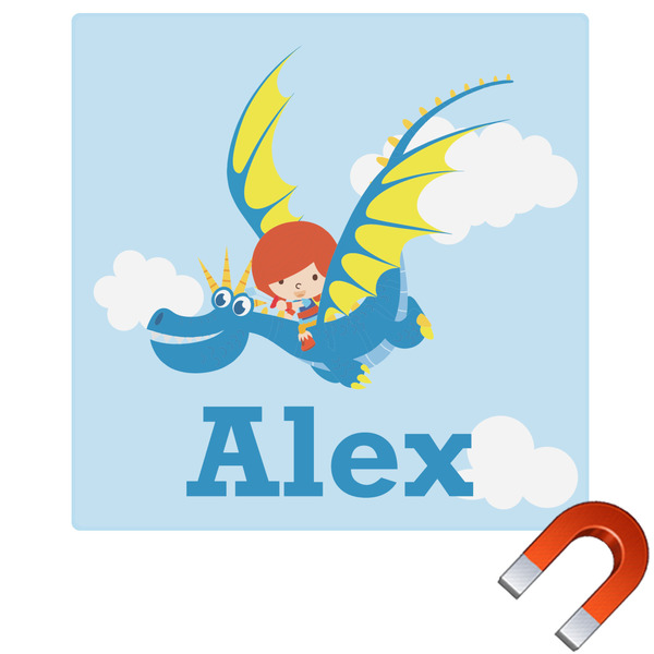 Custom Flying a Dragon Square Car Magnet - 10" (Personalized)