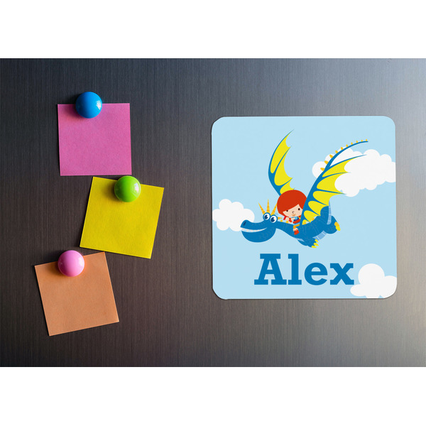Flying a Dragon Square Fridge Magnet - LIFESTYLE