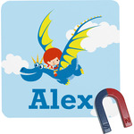 Flying a Dragon Square Fridge Magnet (Personalized)