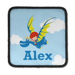 Flying a Dragon Iron On Square Patch w/ Name or Text