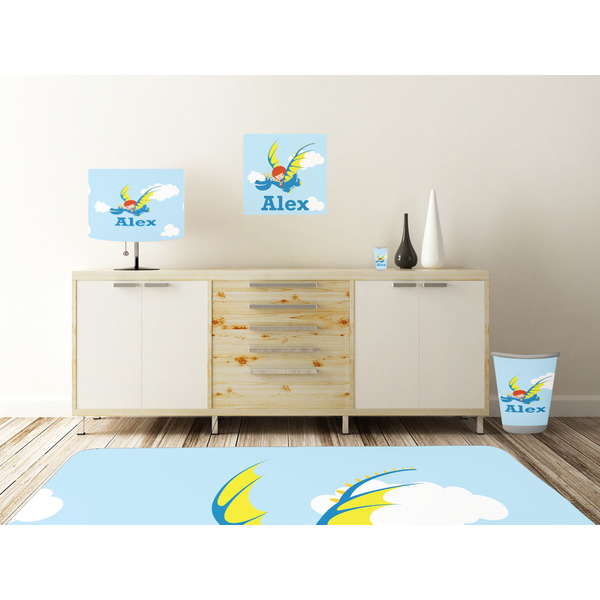 Flying a Dragon Square Wall Decal Wooden Desk