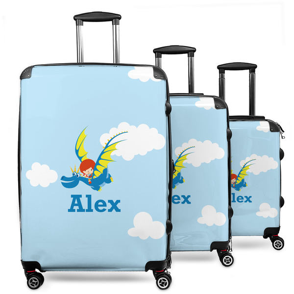 Custom Flying a Dragon 3 Piece Luggage Set - 20" Carry On, 24" Medium Checked, 28" Large Checked (Personalized)