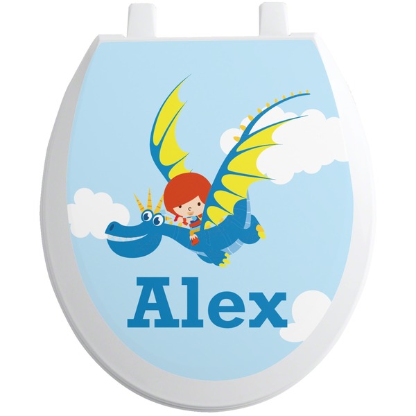 Custom Flying a Dragon Toilet Seat Decal - Round (Personalized)