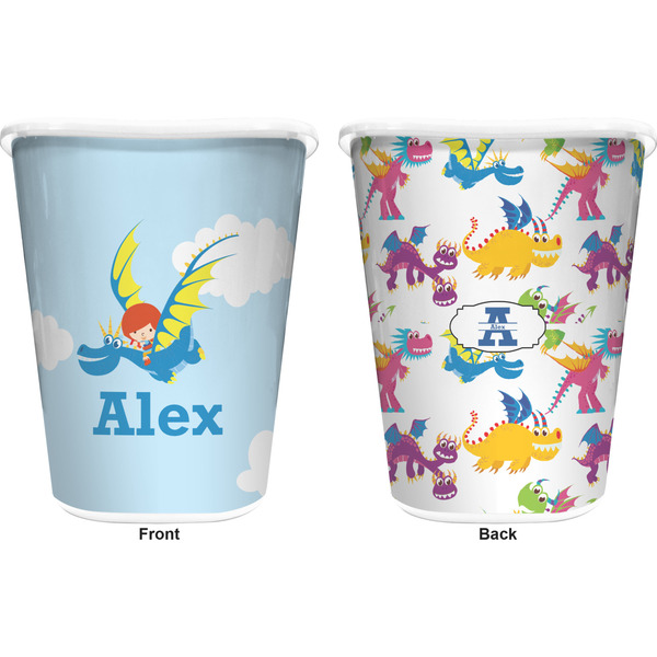 Flying a Dragon Trash Can White - Front and Back - Apvl