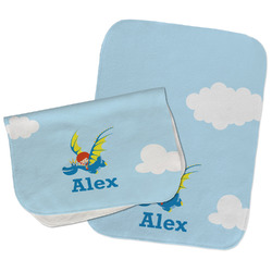 Flying a Dragon Burp Cloths - Fleece - Set of 2 w/ Name or Text