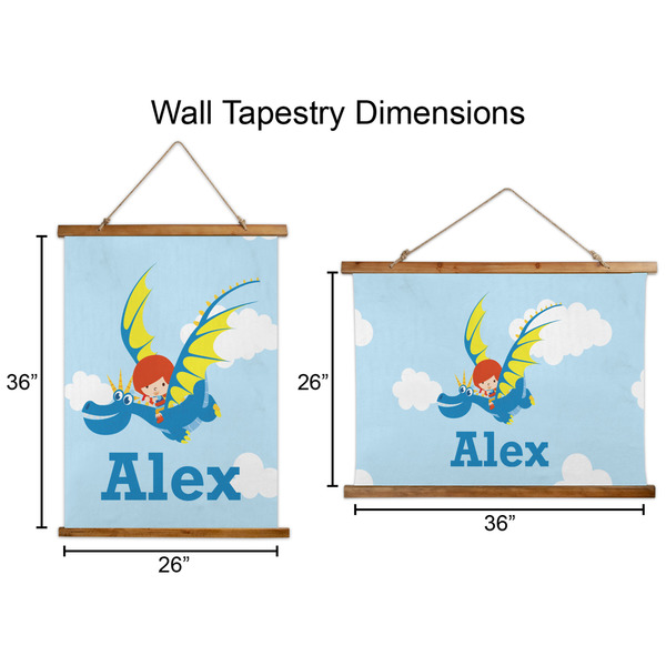 Flying a Dragon Wall Hanging Tapestries - Parent/Sizing