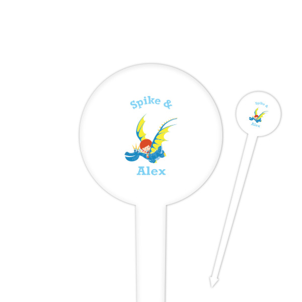 Custom Flying a Dragon 4" Round Plastic Food Picks - White - Single Sided (Personalized)