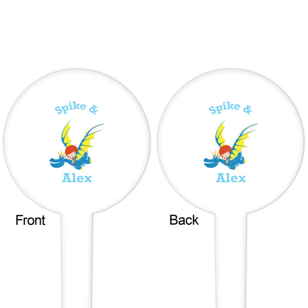 Flying a Dragon White Plastic 4" Food Pick - Round - Double Sided - Front & Back