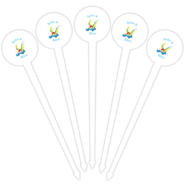 Flying a Dragon White Plastic 4" Food Pick - Round - Fan View