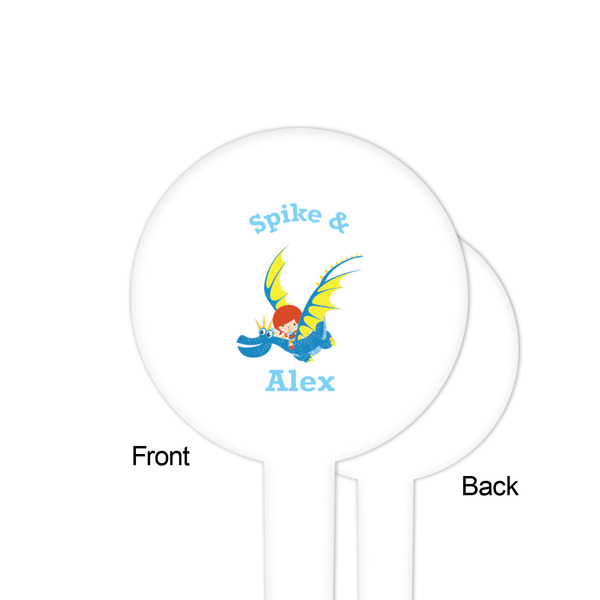 Flying a Dragon White Plastic 4" Food Pick - Round - Single Sided - Front & Back