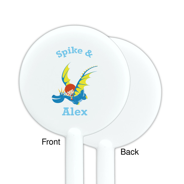 Flying a Dragon White Plastic 5.5" Stir Stick - Single Sided - Round - Front & Back