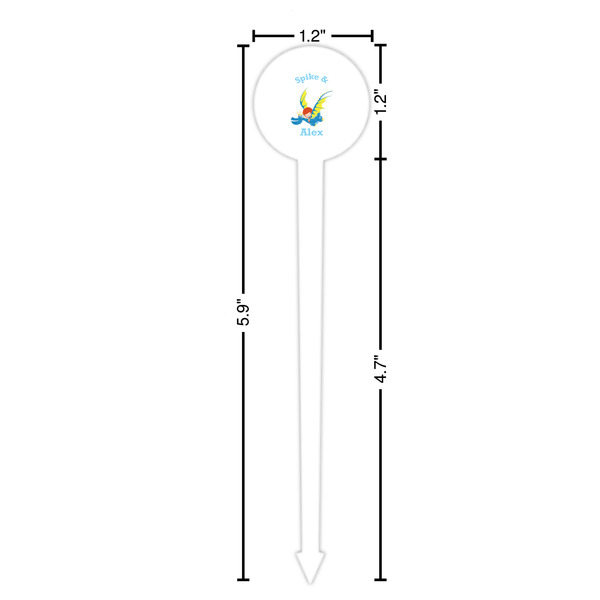 Flying a Dragon White Plastic 6" Food Pick - Round - Dimensions