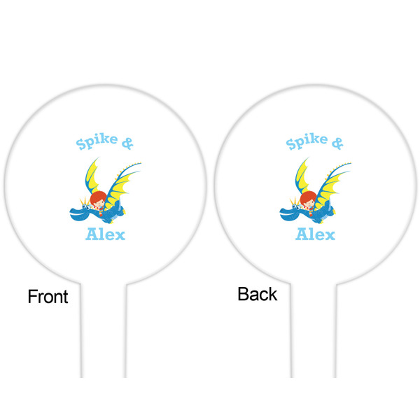 Flying a Dragon White Plastic 6" Food Pick - Round - Double Sided - Front & Back