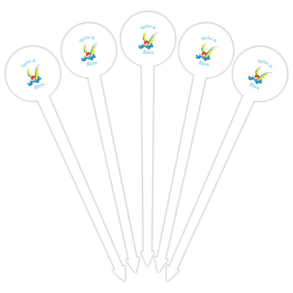 Flying a Dragon White Plastic 6" Food Pick - Round - Fan View