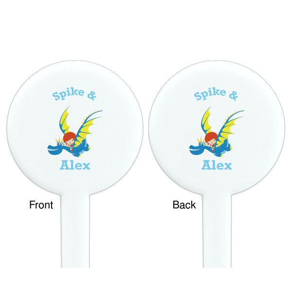 Flying a Dragon White Plastic 7" Stir Stick - Double Sided - Round - Front & Back