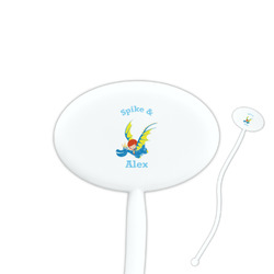 Flying a Dragon 7" Oval Plastic Stir Sticks - White - Single Sided (Personalized)
