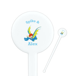 Flying a Dragon 7" Round Plastic Stir Sticks - White - Double Sided (Personalized)