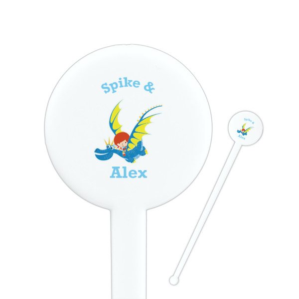 Custom Flying a Dragon 7" Round Plastic Stir Sticks - White - Double Sided (Personalized)