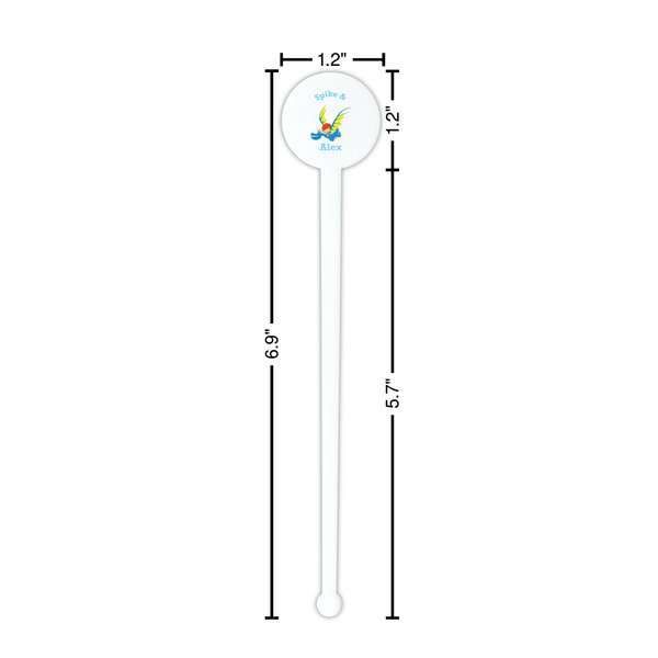 Flying a Dragon White Plastic 7" Stir Stick - Round - Dimensions