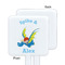 Flying a Dragon White Plastic Stir Stick - Single Sided - Square - Approval