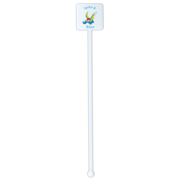 Flying a Dragon White Plastic Stir Stick - Single Sided - Square - Single Stick