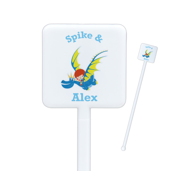 Custom Flying a Dragon Square Plastic Stir Sticks - Double Sided (Personalized)